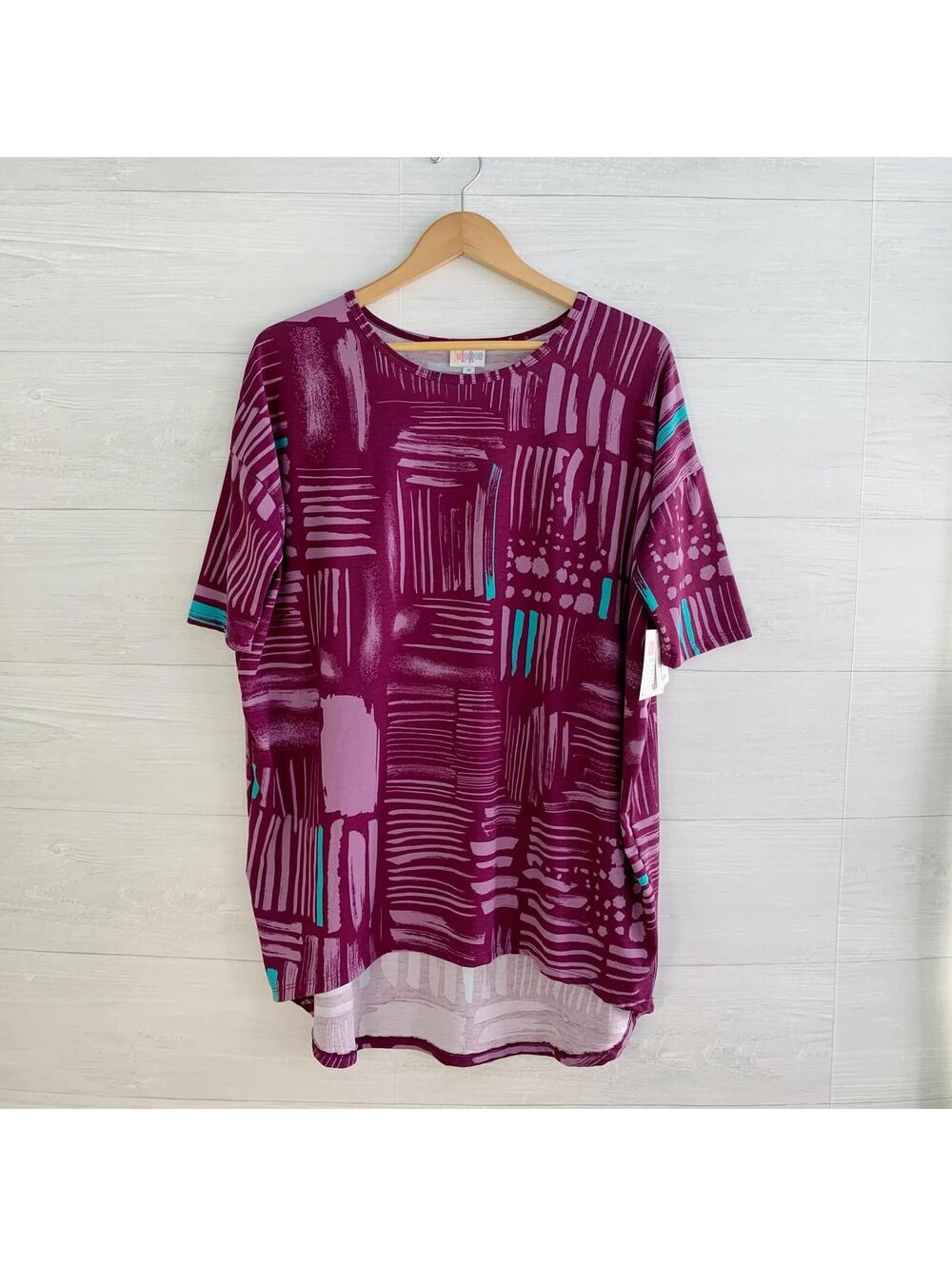 NWT Lularoe IRMA - Purple teal brushstroke short sleeve top, M